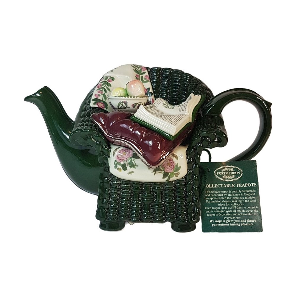 Portmeirion Wicker Chair teapot with tags #10/99 Vintage Portmeirion mini teapot